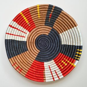 Red, Black, Tan Basket Bowls - 12”, 10”, 8”