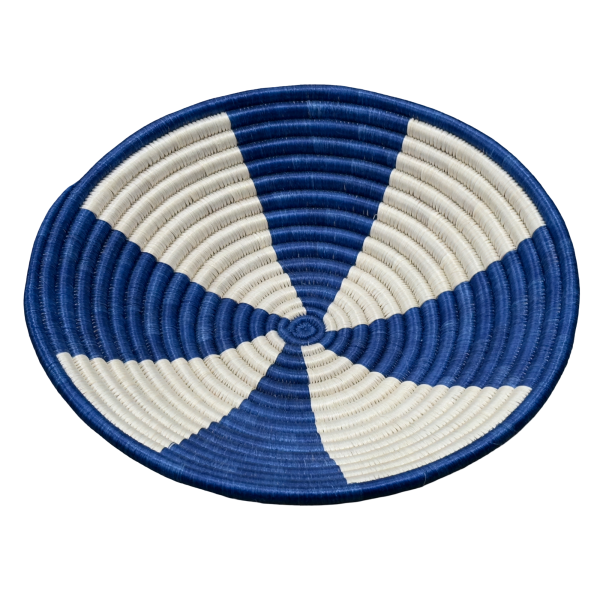 Blue & White  Sisal Basket Bowl  - 12 Inches - Image 4