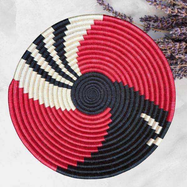 Red, Black, Sisal Basket Bowls - 12”, 10”, 8” - Image 3