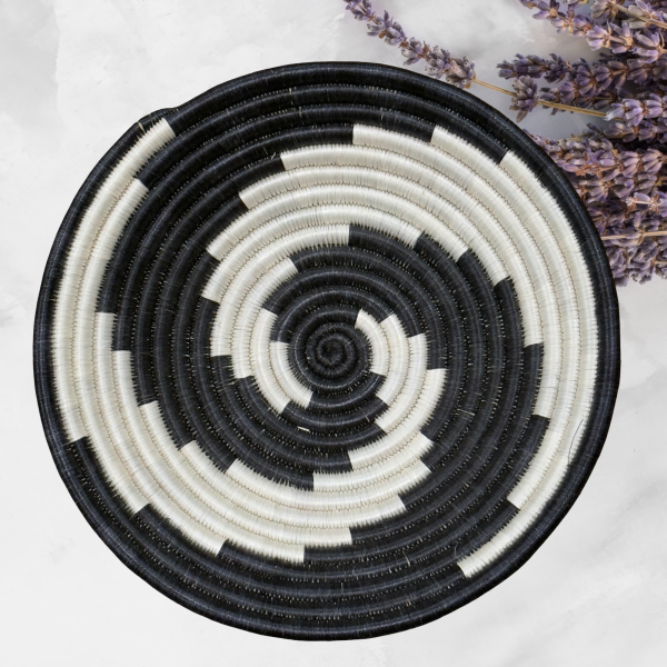 Black and Natural Sisal Bowl with swirl Design - 12 Inches - Image 4