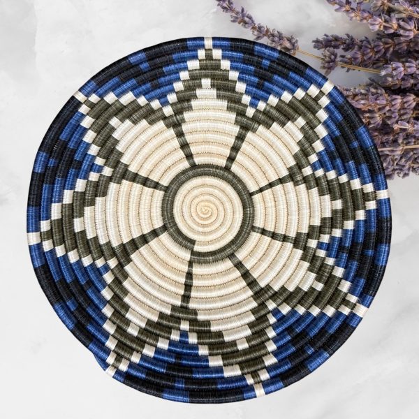 Blue and Natural Basket Bowls - 12”, 10”, 8” - Image 3