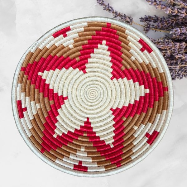 Red, Tan and Natural Baskets - 12”, 10”, 8” - Image 3
