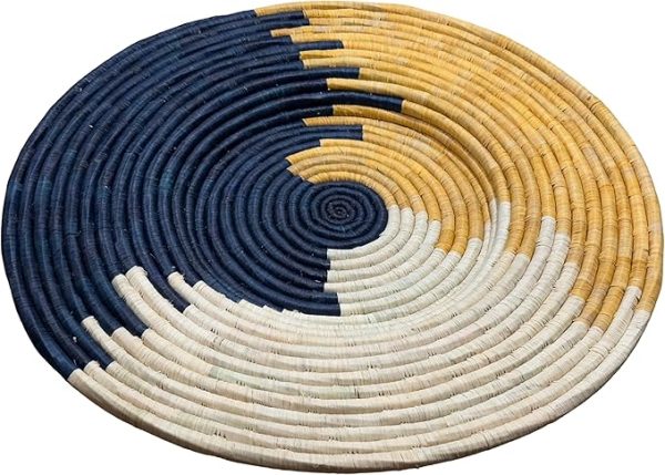 Blue,Tan and Natural Raffia Plate Mat - Image 2