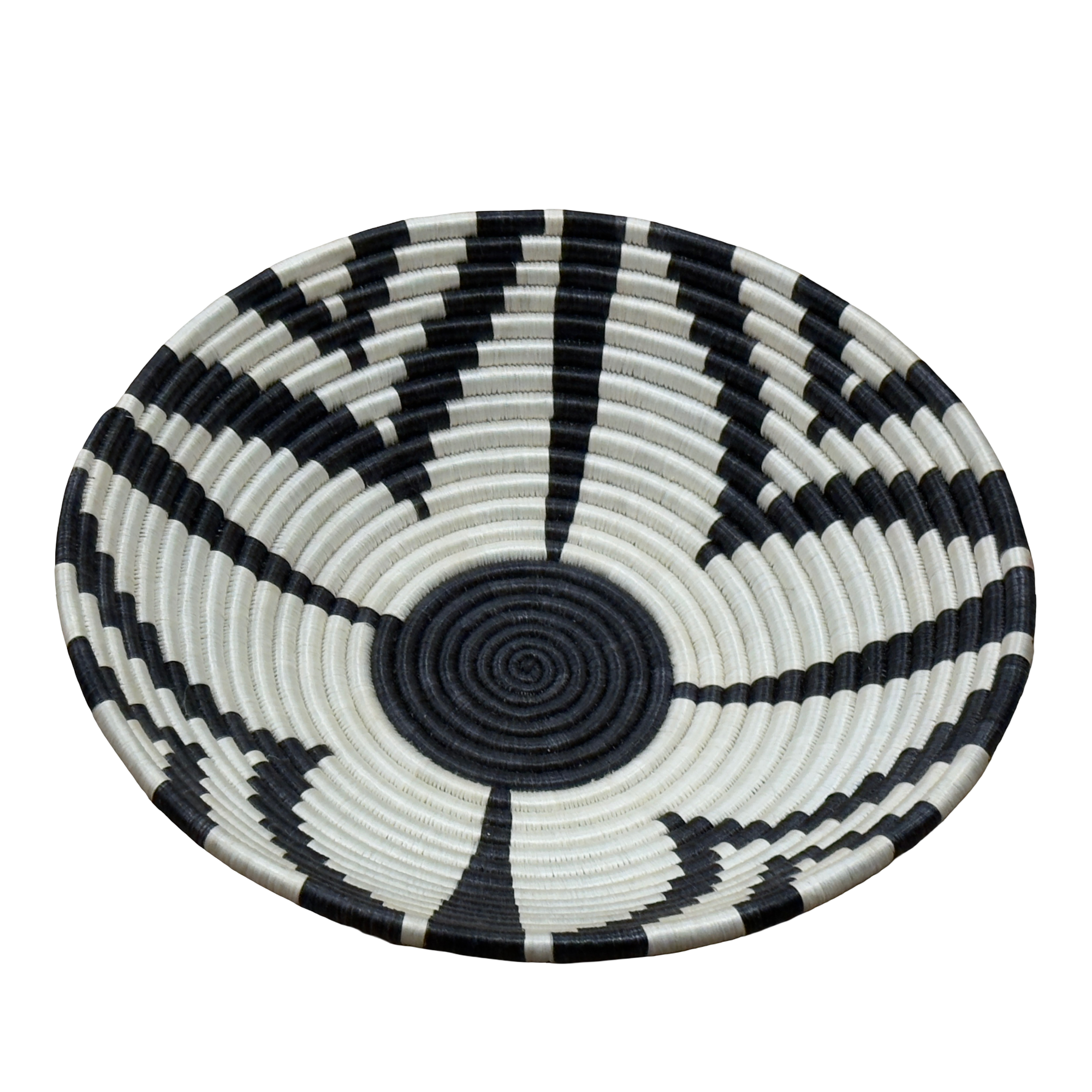 Handwoven Sisal African Basket Bowl in Black, Natural with Floral Design - Various Sizes - Image 3