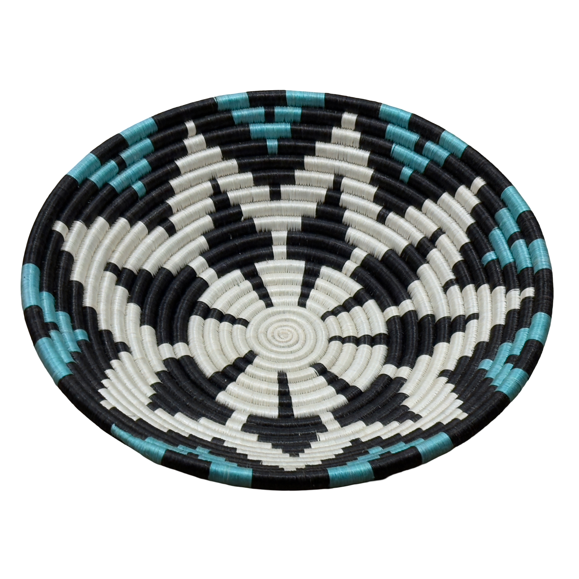 Handwoven Sisal African Basket Bowls in Blue, Black, Natural Floral Designs - Various Sizes - Image 3