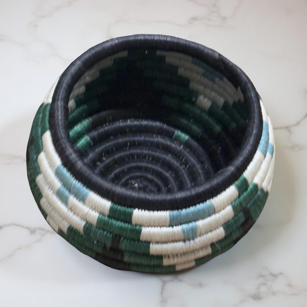 Handwoven African Sisal Trinket Basket approximately 6 In base diameter x 3-4 in Height - Image 5