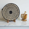Black, Natural Raffia Bowl -12"