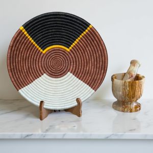 Handwoven Sisal African Basket Bowl in Teja, Black, Natural with Gold Accent - Various Sizes