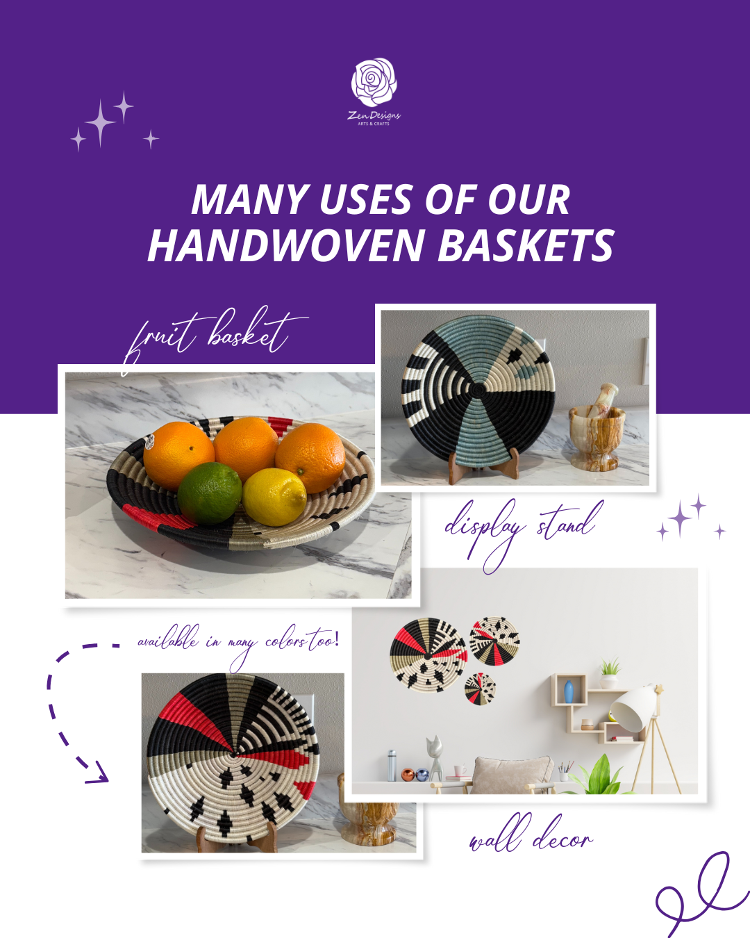 Handwoven Sisal African Basket Bowl in Tan,Teja, Natural, Black with Abstract Design - Image 6