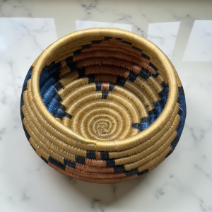 Handwoven African Sisal Trinket Basket approximately 6 In base diameter x 3-4 in Height