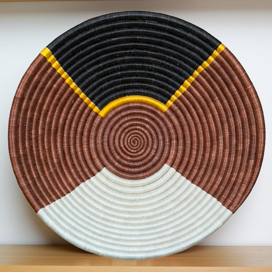 Handwoven Sisal African Basket Bowl in Teja, Black, Natural with Gold Accent - Various Sizes - Image 2