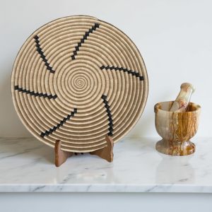 Handwoven Sisal African Basket Bowl in Tan with Black Accent - Various Sizes