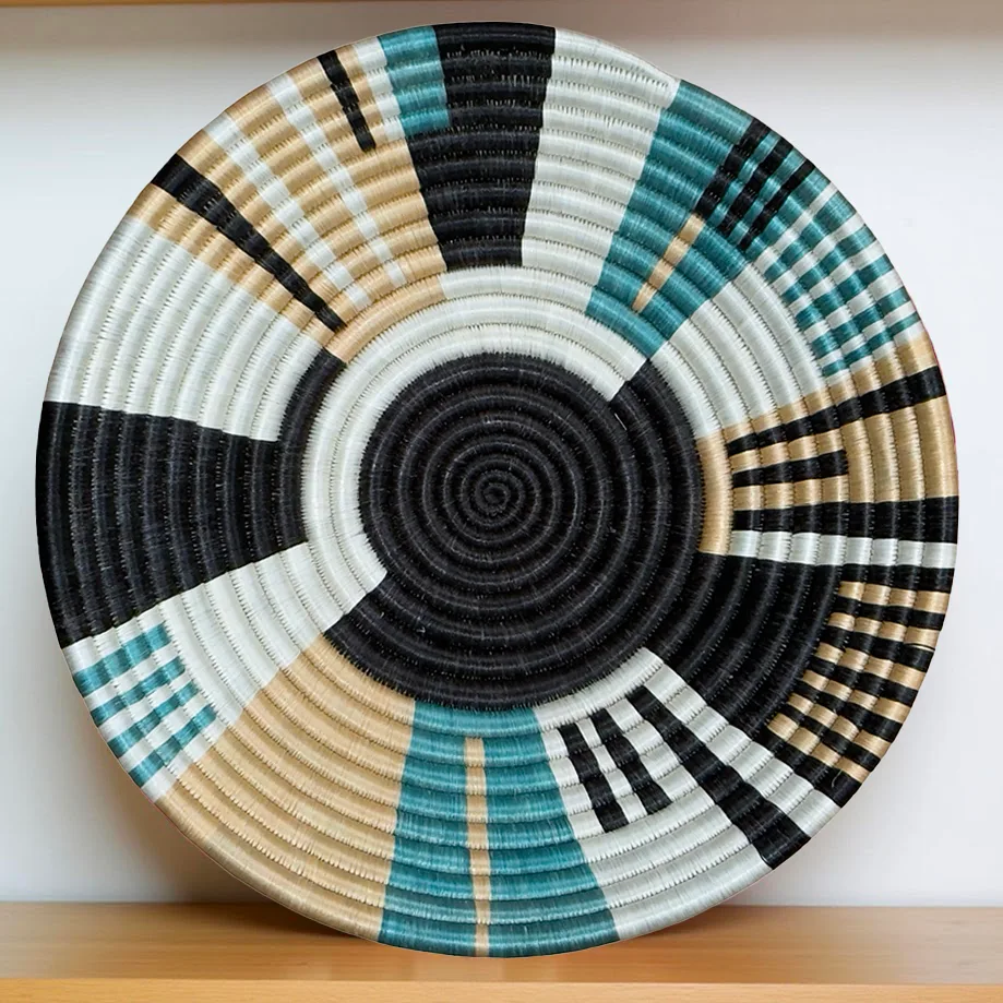 Handwoven Sisal African Basket Bowl in Black,Natural, Biege,Teal - Various Sizes - Image 2