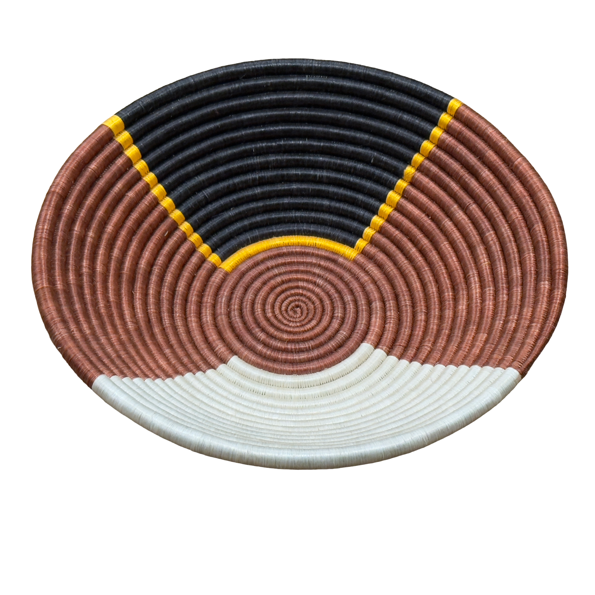 Handwoven Sisal African Basket Bowl in Teja, Black, Natural with Gold Accent - Various Sizes - Image 3