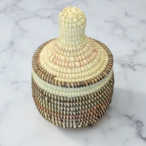 Handwoven Senegalese Trinket Baskets with Cone Shaped Lid - Various Colors
