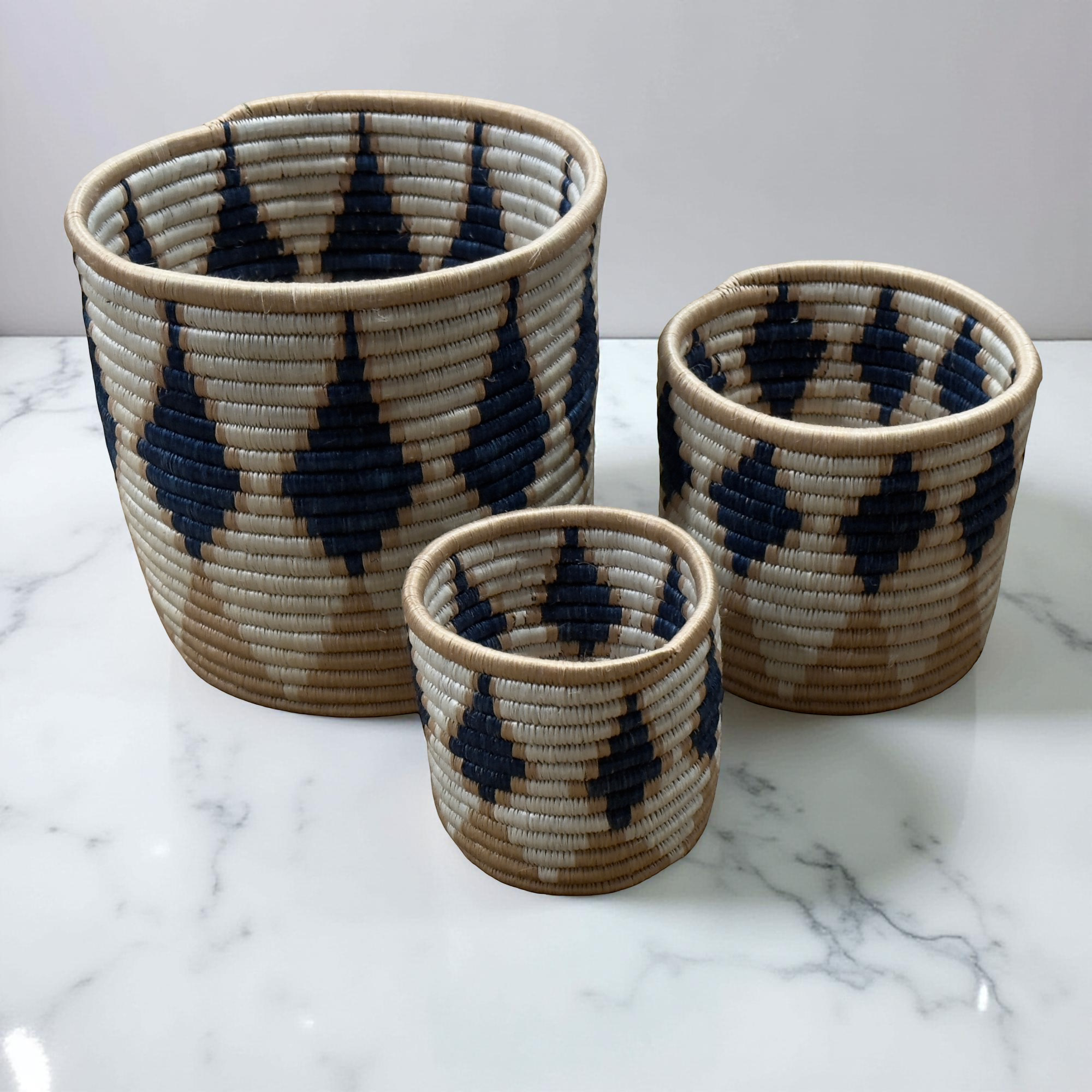 Handwoven African Vase Planter organizer Basket Set of 3 - Ideal for Organizing and as Dry Floral Vases - Image 5