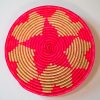 Pink and Tan Sisal Basket Bowl with Flower Pattern   - 12 Inches