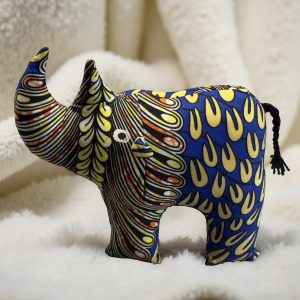 Authentic Kitenge Fabric Rhino | Soft Plush Toy & Vibrant Home Decor Accent