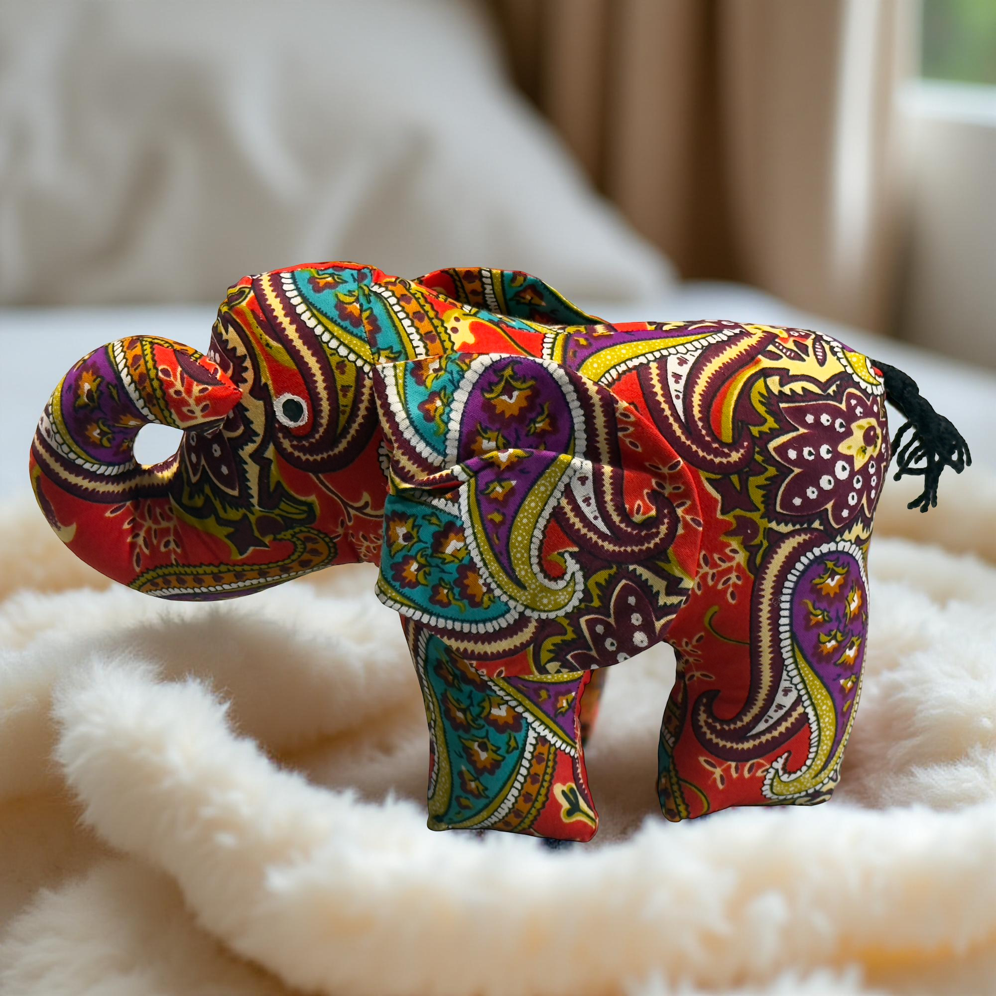 Authentic Kitenge Fabric Elephant | Soft Plush Toy & Vibrant Home Decor Accent - Image 2
