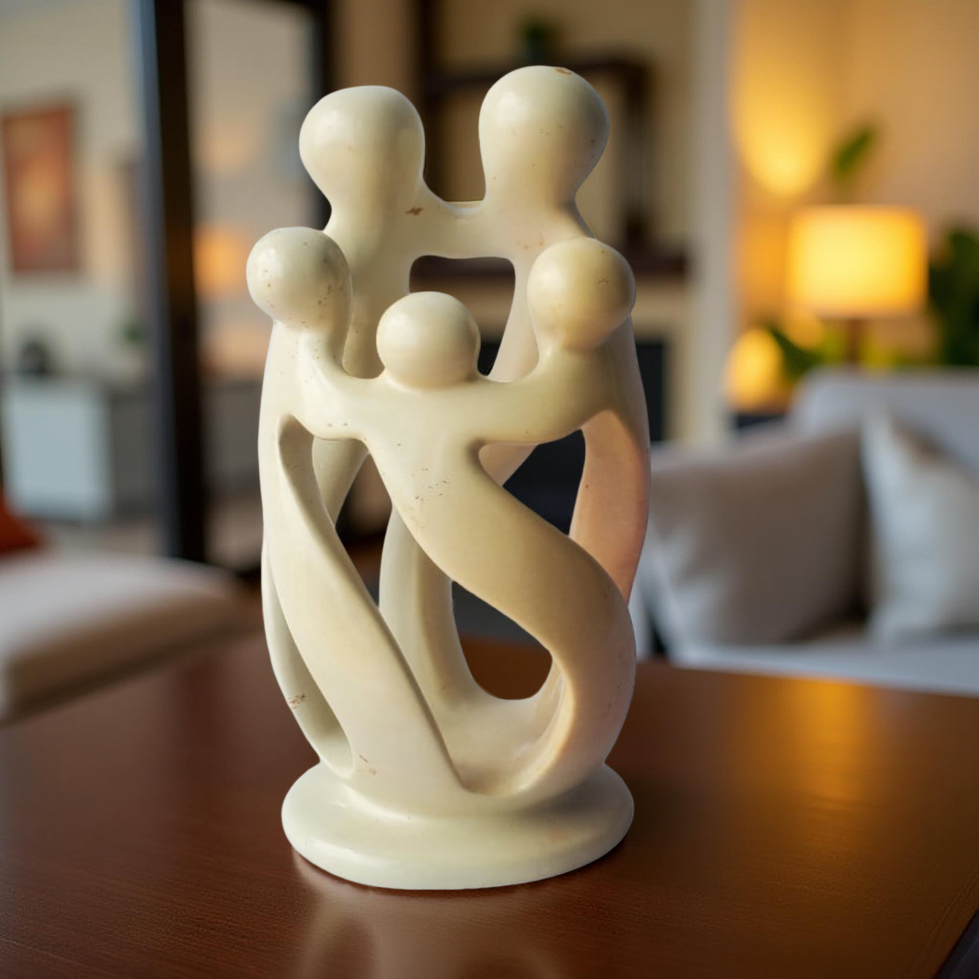Handcarved Family of 5,4,3,2 Sculptures made from Kisii Soapstone - 8 inches Tall - Image 2