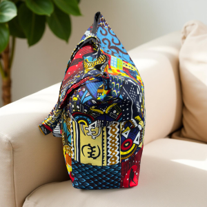 Colorful African Kitenge Weekender Tote Bag with Zip, Liner, Zippered Inner Pocket - Floral and Patchwork Patterns