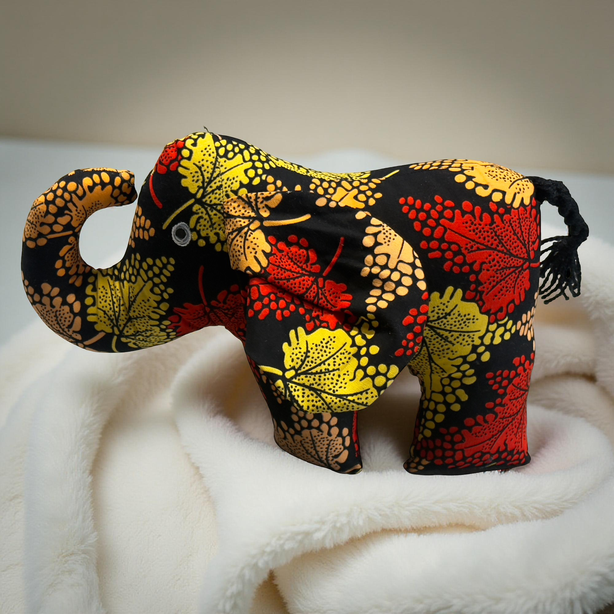 Authentic Kitenge Fabric Elephant | Soft Plush Toy & Vibrant Home Decor Accent - Image 3