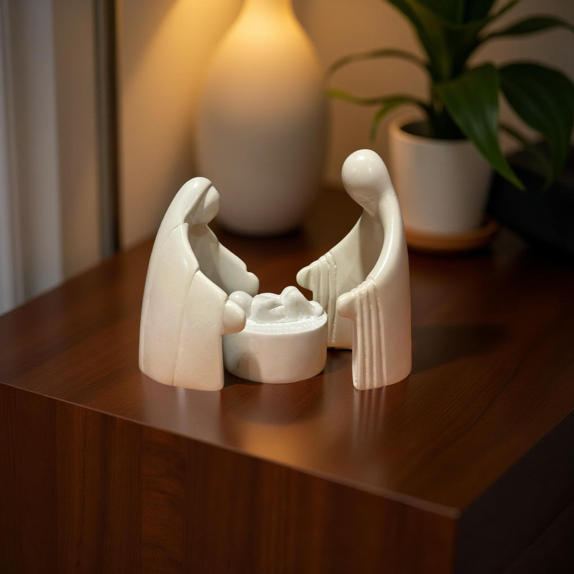 Three Piece Natural Kisii Soapstone Nativity - Encircle