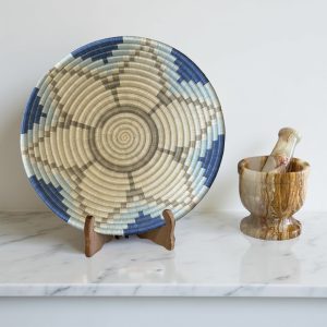 Teal, Natural Basket Bowls - 12”, 10”, 8”