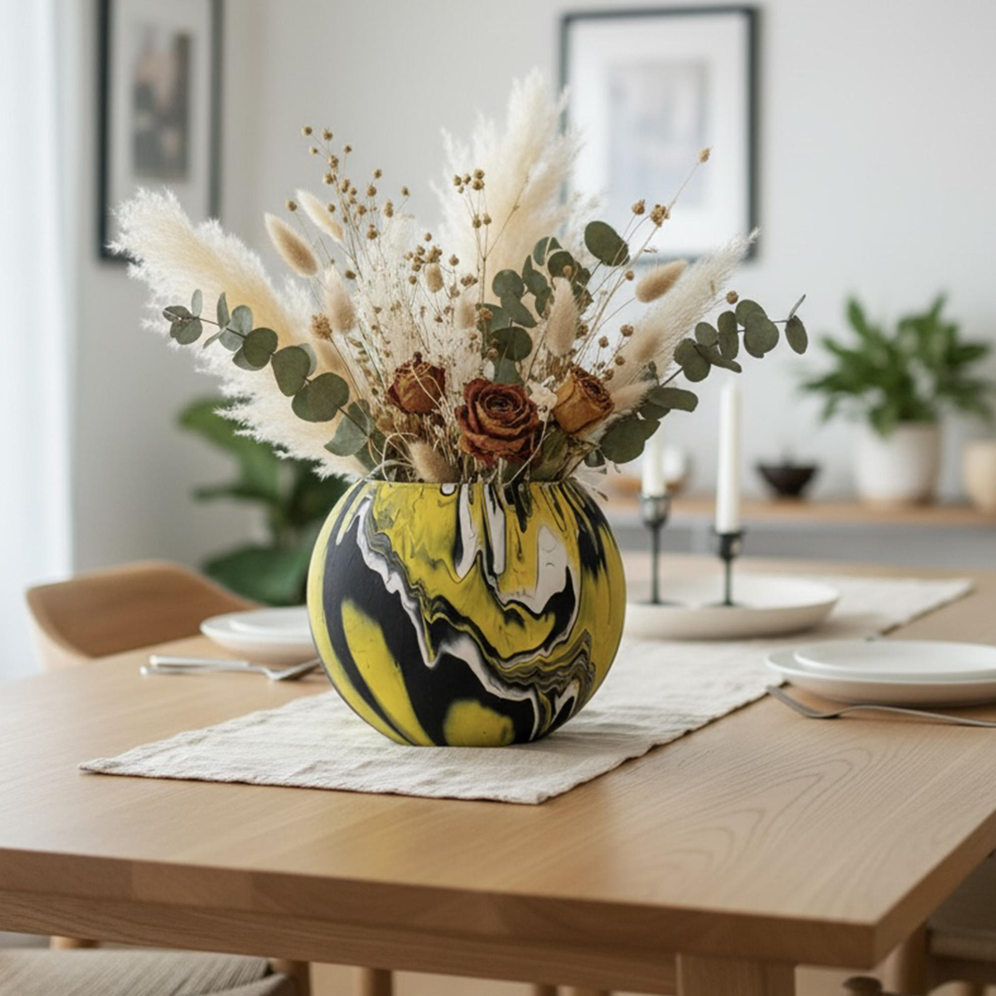 Custom Repurposed Acrylic Painted Vases