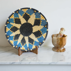 Black, Blue, Tan, Sisal Basket Bowls in 12, 10, 8 Inches Diameter