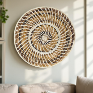 Handwoven Banana Leaves and Raffia Wall Plate