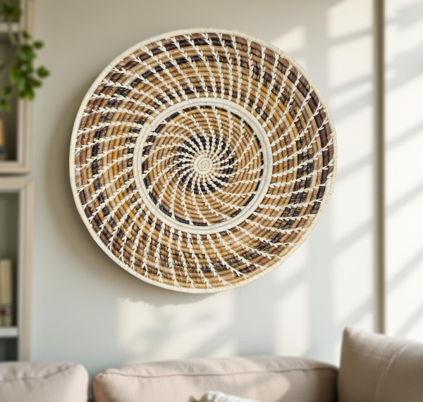 Handwoven Banana Leaves and Raffia Wall Plate