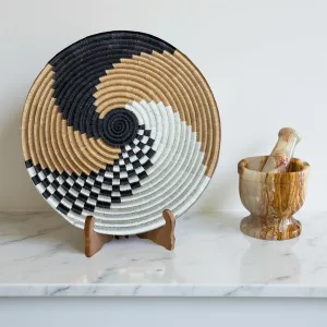Handwoven Sisal African Basket Bowls in Tan,Black, Natural Geo Swirl - various Sizes