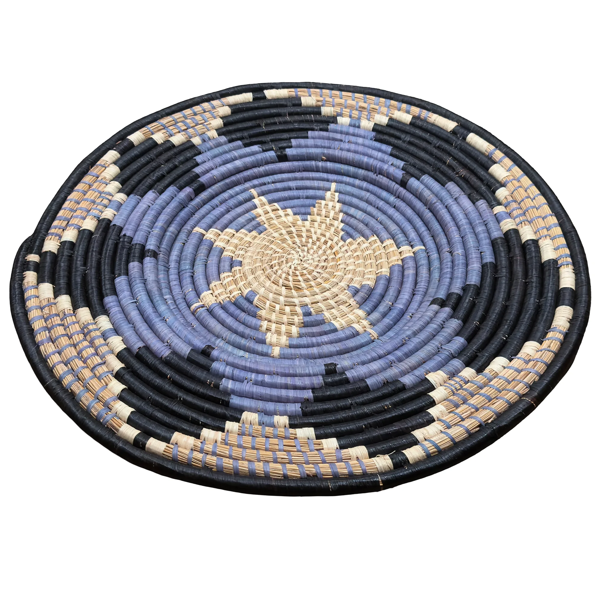 Boho Floral African Raffia Plate Mat Baskets in 21, 18, 16, 14 Inches Diameter - Image 3