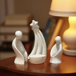 Natural Kisii Soapstone Nativity - Holy Family & Star