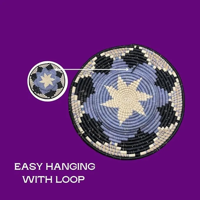 Boho Floral African Raffia Plate Mat Baskets in 21, 18, 16, 14 Inches Diameter - Image 4