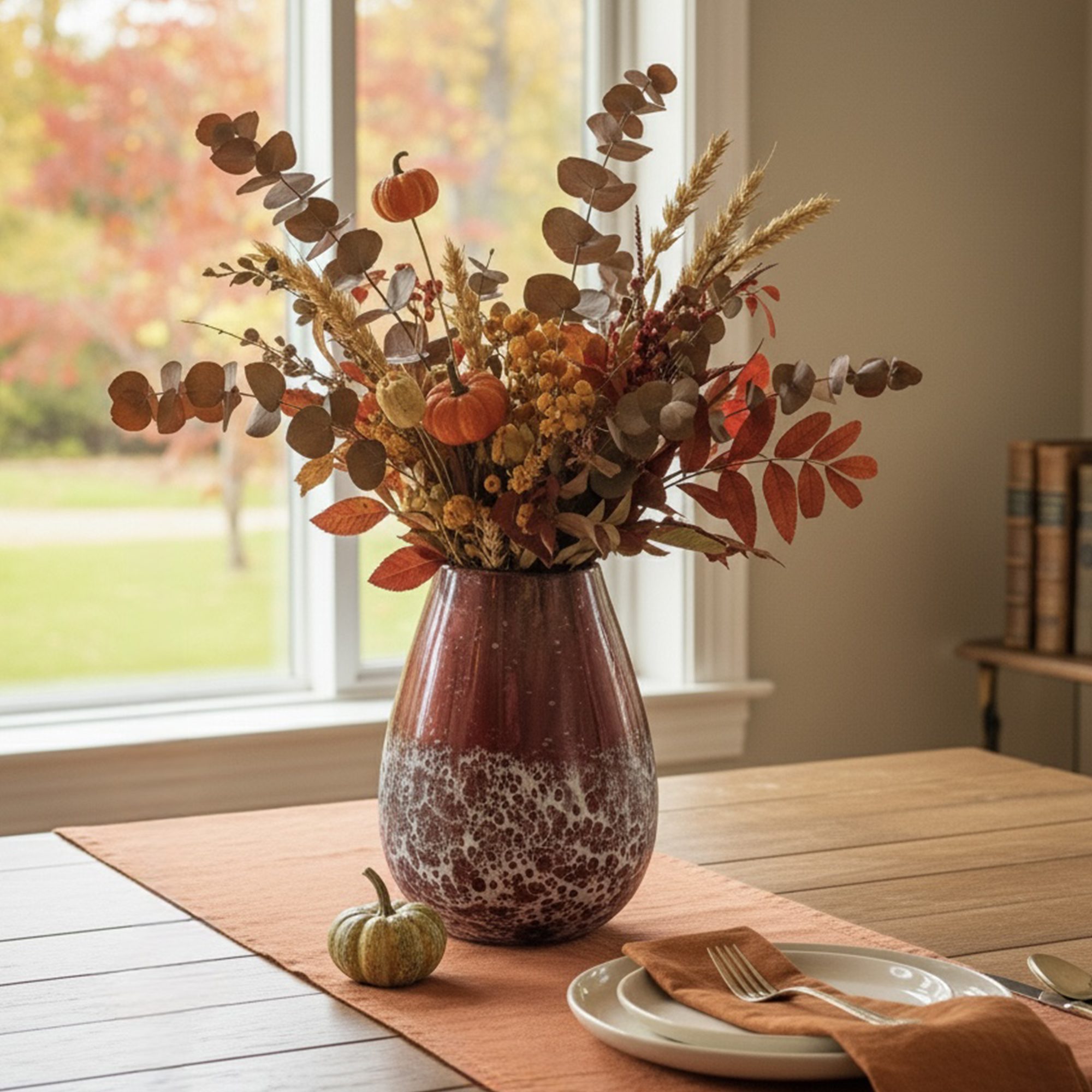 Upcycled Maroon Painted Glass Vase