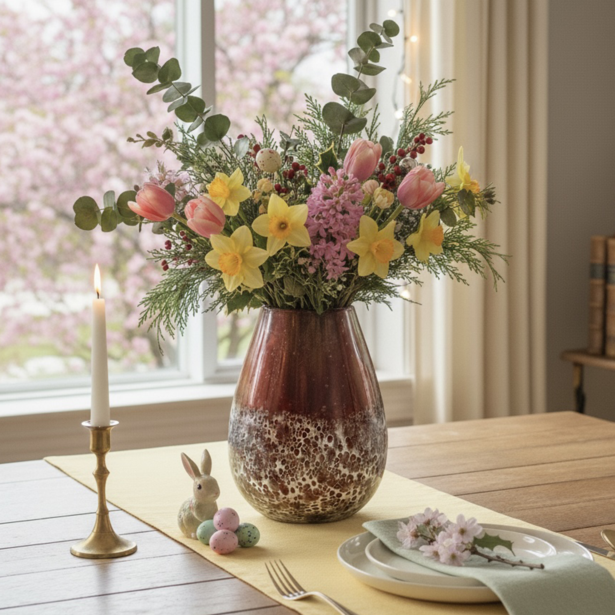 Upcycled Maroon Painted Glass Vase - Image 3