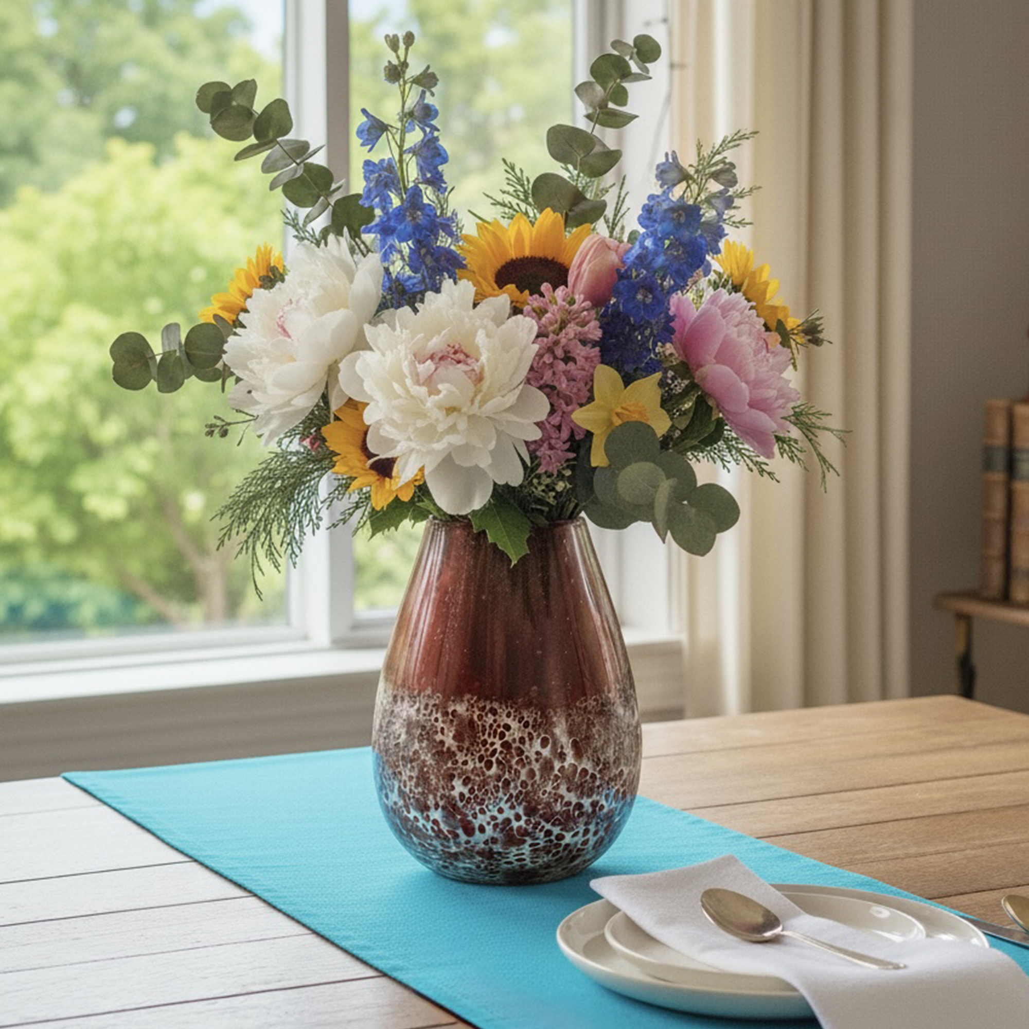 Upcycled Maroon Painted Glass Vase - Image 4