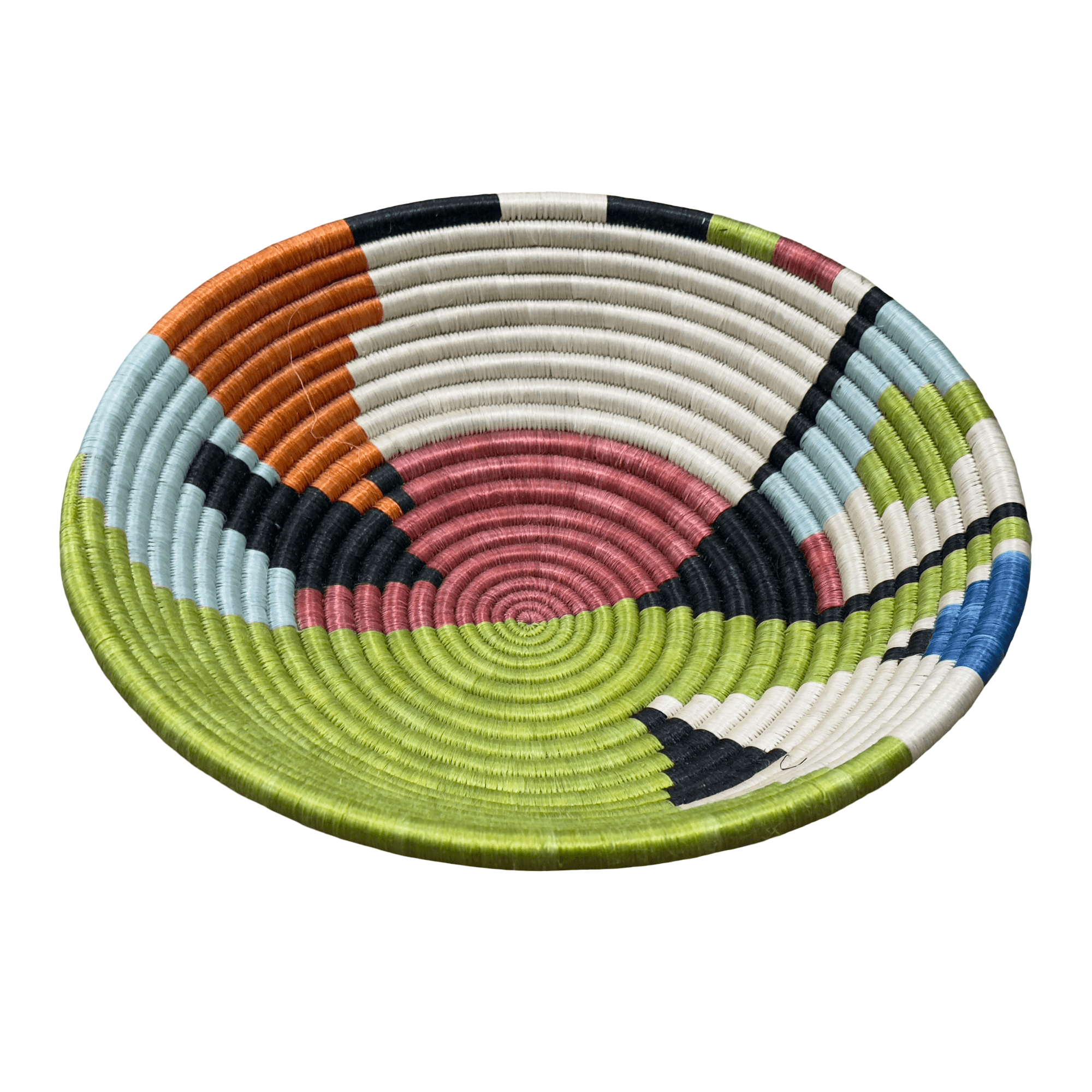 Handwoven Green, Burgundy and Natural Sisal basket Bowl - Various Sizes - Image 3