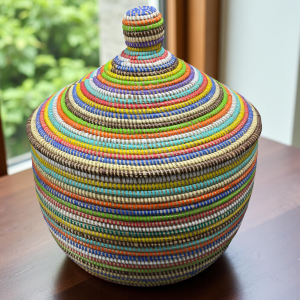 Colorful Senegalese Cone Lidded Warming Storage Shelf Baskets
