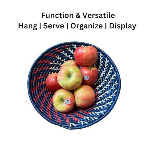 Handwoven Raffia African Basket Bowl in Maroon with Orange Swirl - Various Sizes - Image 6