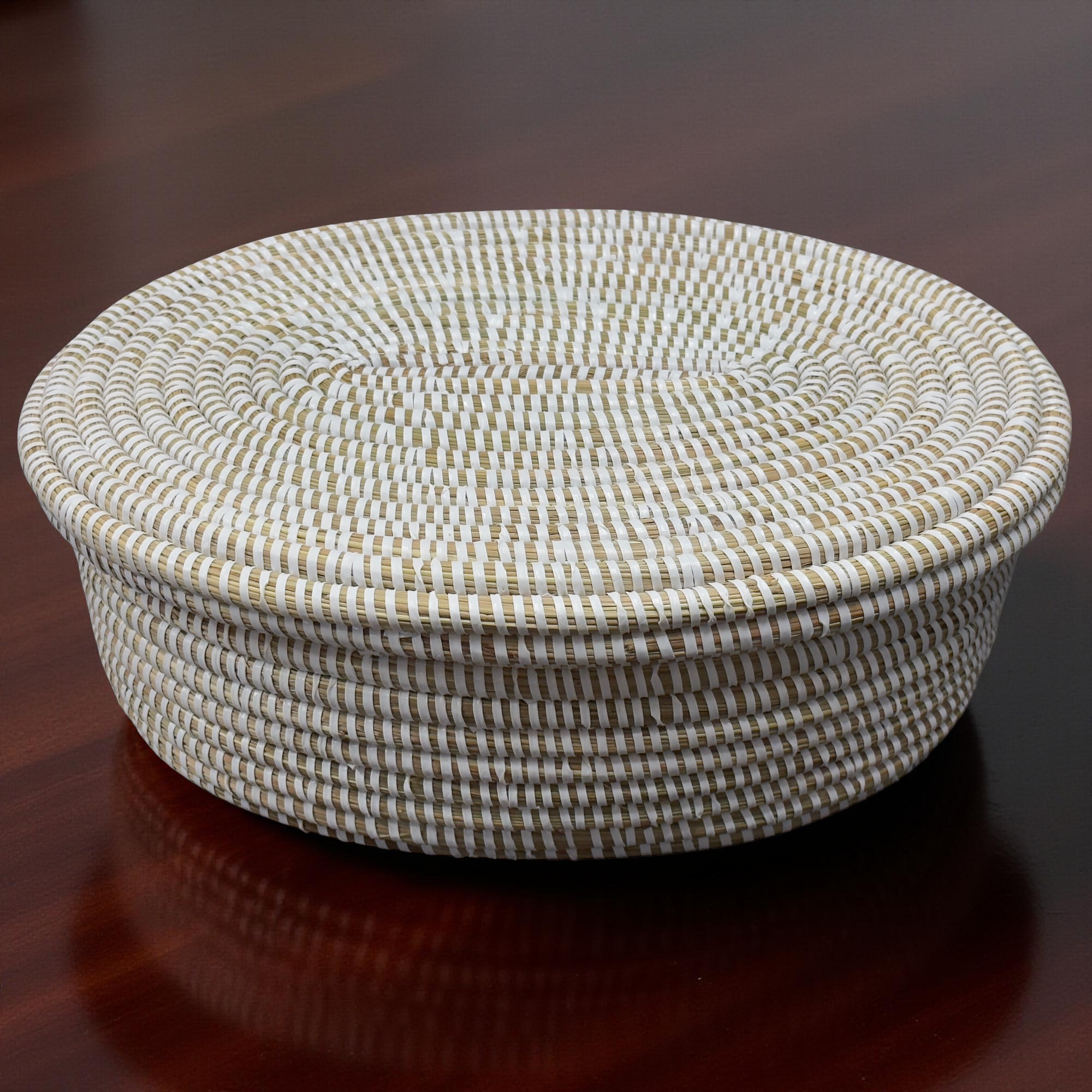 Handwoven Senegalese Oval Storage Baskets with Lid - Image 5