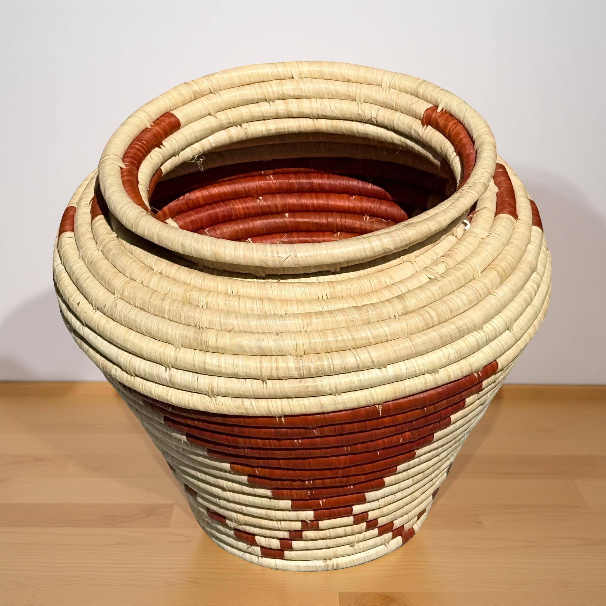 African Custom Handwoven Raffia Planter - Image 2