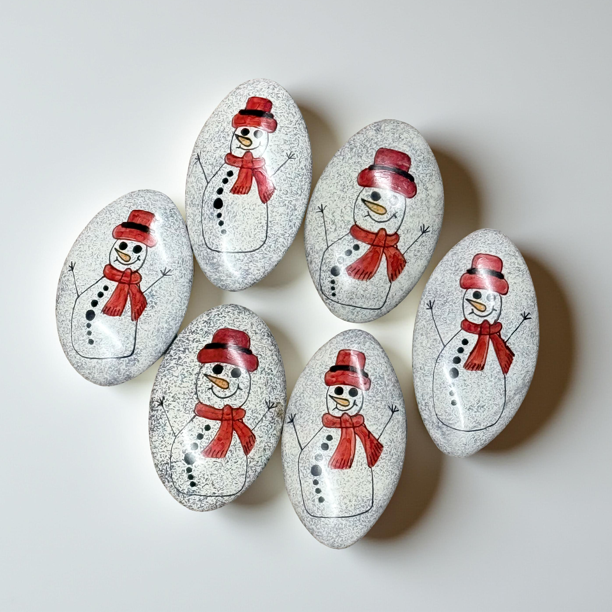 Festive Handpainted Soapstone Christmas Decor for Holiday Tablescaping - Set of 5