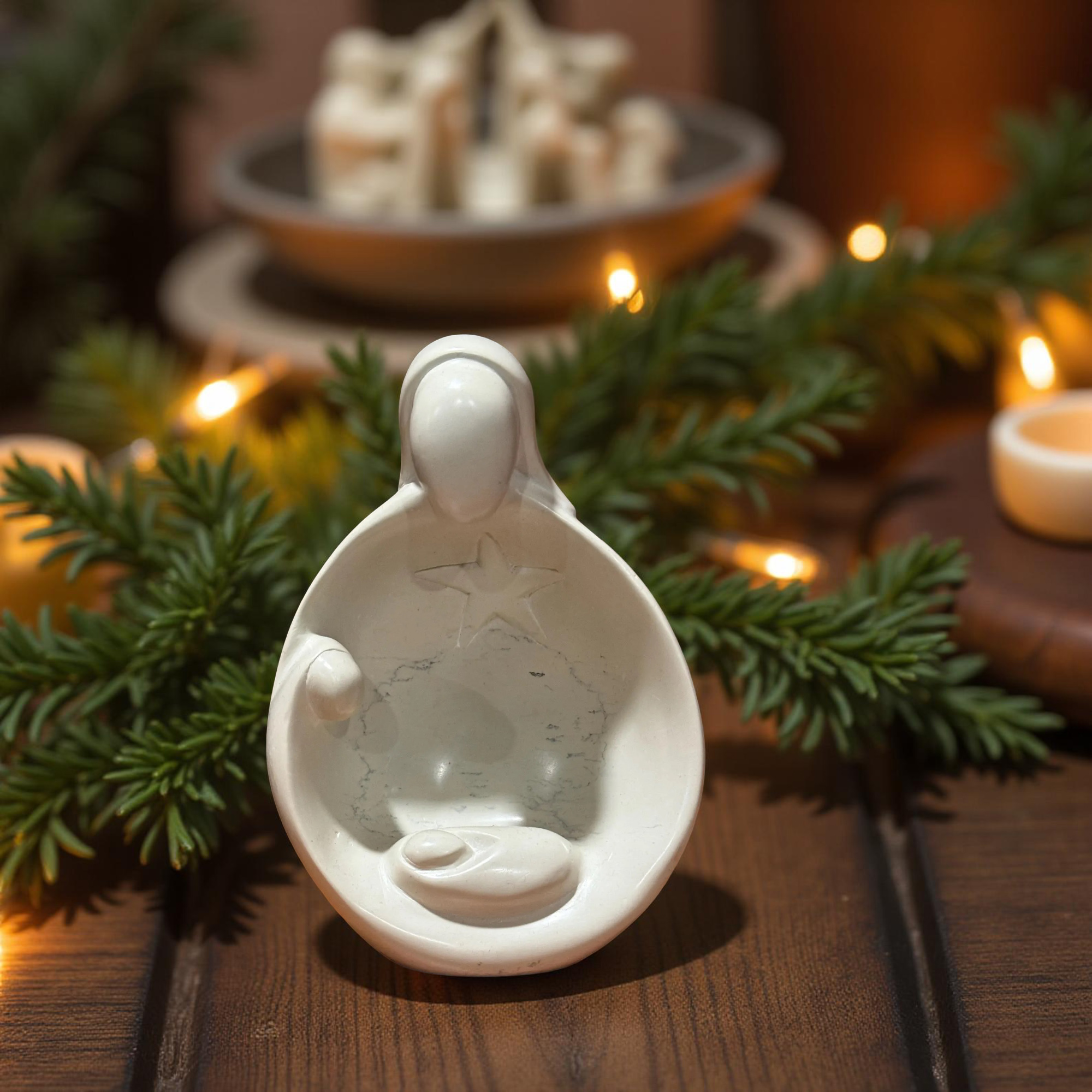 One Piece Natural Kisii Soapstone Nativity - Holy Family - Image 7