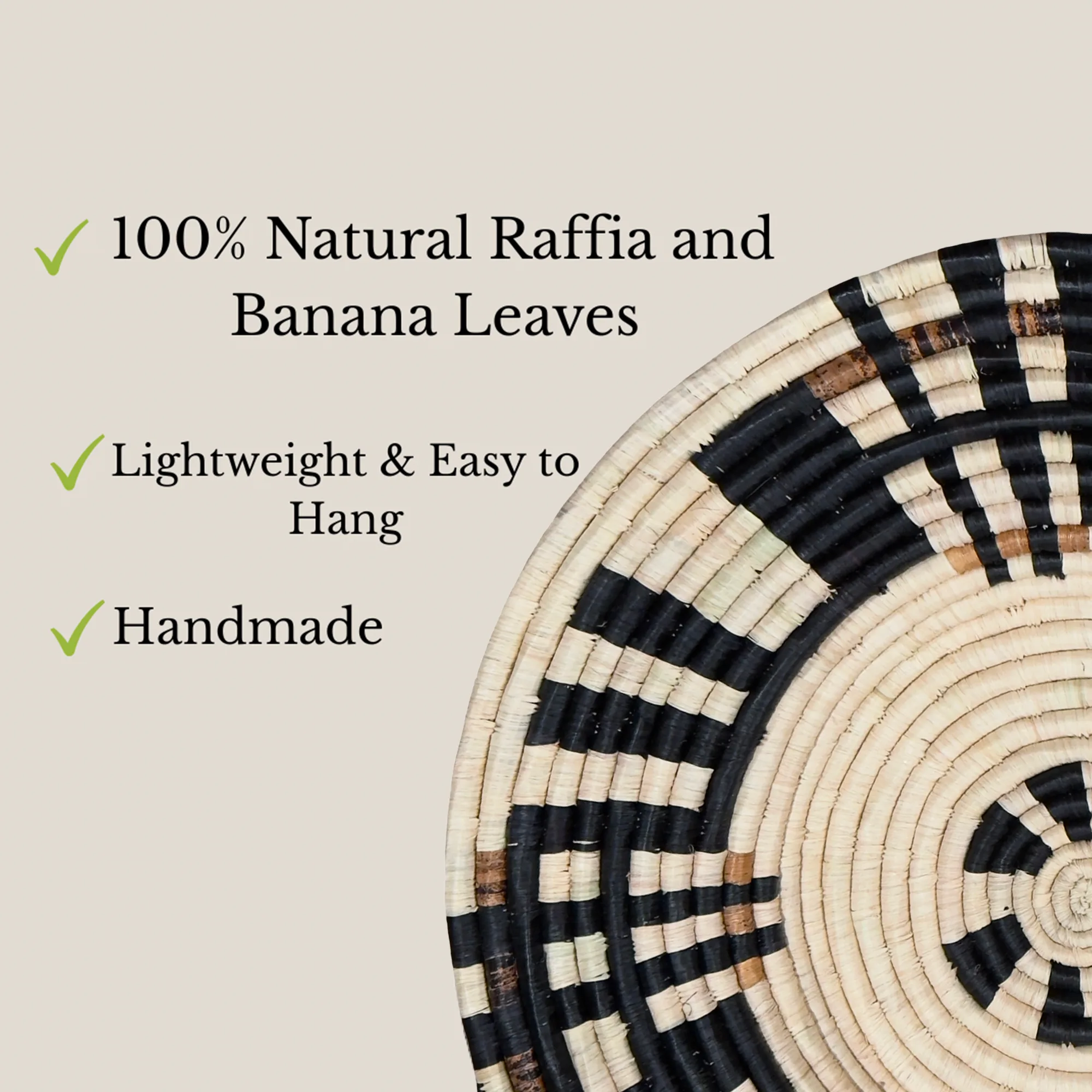 Handwoven Raffia Wall Plate Mat in Natural,Black Brown – Various Sizes ...