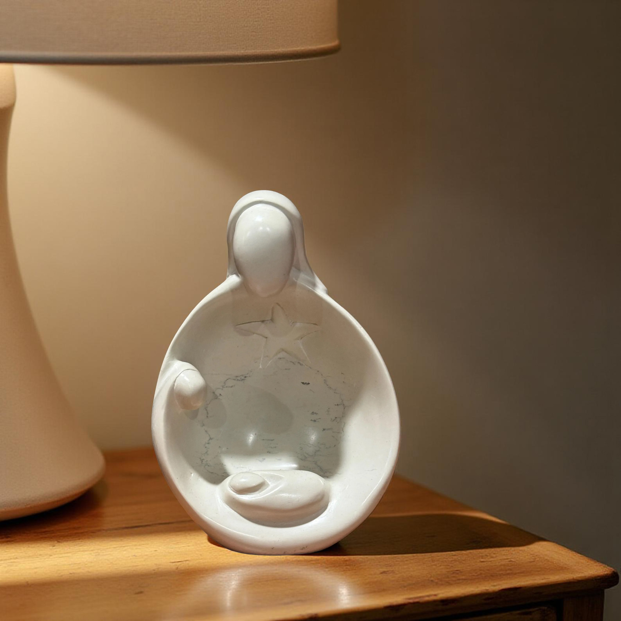 One Piece Natural Kisii Soapstone Nativity - Holy Family