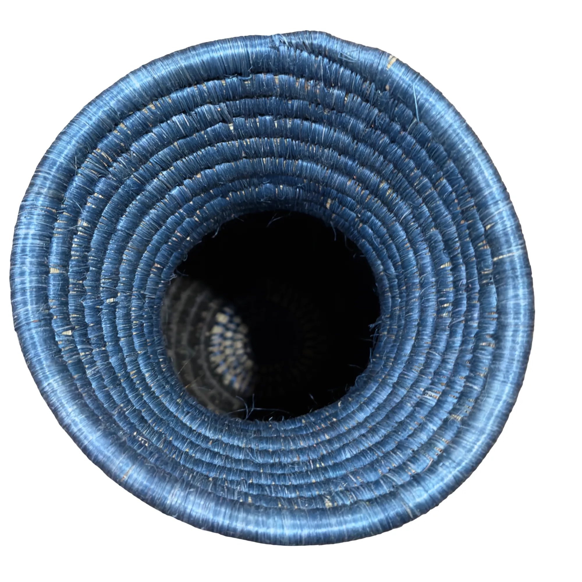 Handmade SisalAfrican Basket, Woven Flower Vase in Blue,Black and Natural Accent - Image 3