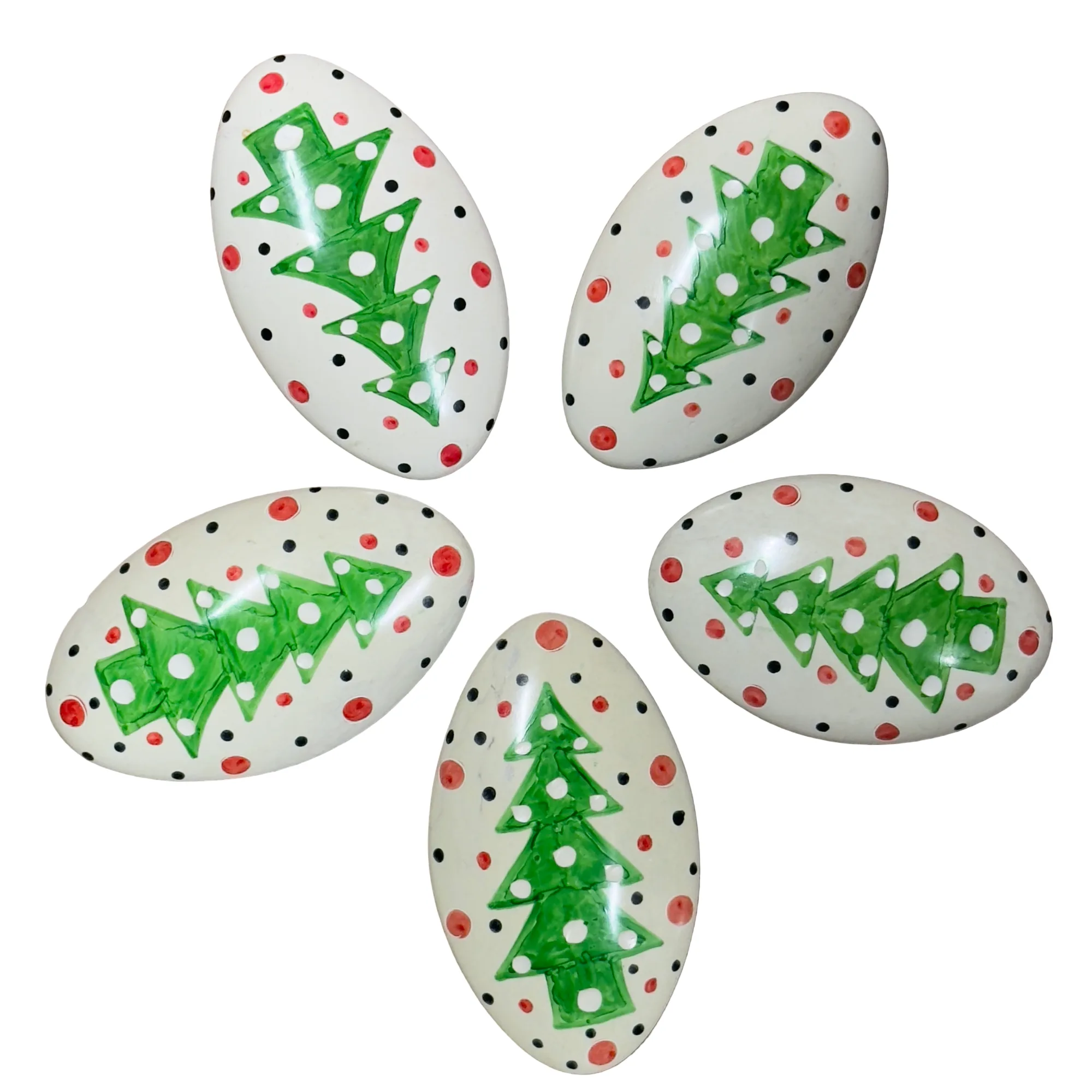 Festive Handpainted Soapstone Christmas Decor for Holiday Tablescaping - Set of 5 - Image 5